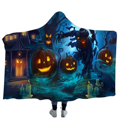 China Hot Halloween Blanket,Hooded Covering Hoodies,Print Halloween Cloak Anti-Pull Sale Microfiber Cloth Plush Blanket for sale