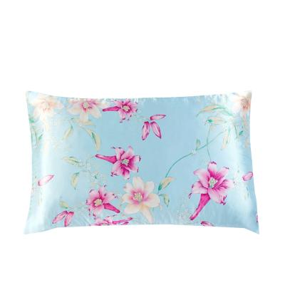 China China factory wholesale anti-static printed pillowcase, floral design 100%silk satin pillowcases 19/20/22 mm for sale