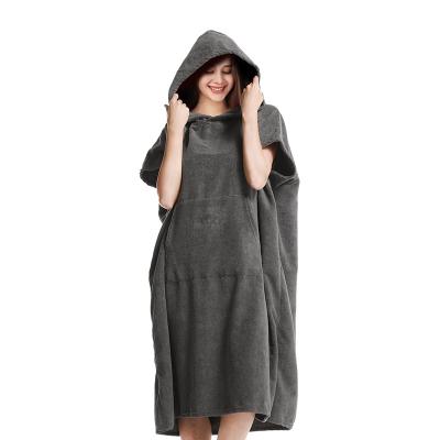 China Cheapest Gray Towel Surf Quick Dry Waterproof Microfiber Outdoor Hooded Towel Poncho Kids Safe For Adult for sale