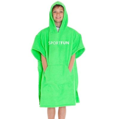 China Green Print Microfiber Child Safe Kids Surf Poncho Surfing Poncho Hooded Towel Poncho Towel for sale