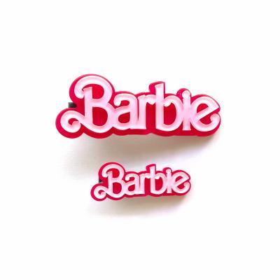 China Unique Sweet Hyperbola Pink Acrylic Font Letters Hair Clip Big Size Makeup Hair Barrettes For Women Girls for sale