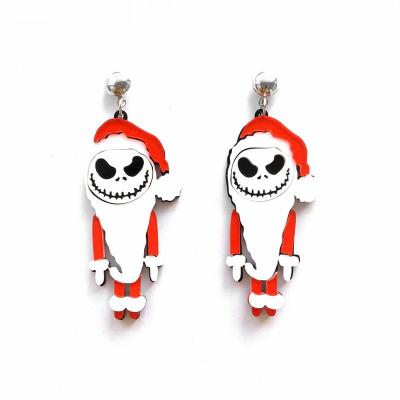 China Trendy Cartoon Santa Skull Jack Acrylic Dangle Earrings Halloween Festival Fashion Jewelry for sale