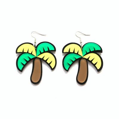 China Trendy Trendy Summer Hawaii Coconut Palm Tree Acrylic Dangle Earrings For Women for sale