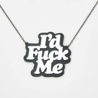 China Hiphop Laser Cut Acrylic Made Double Layers Hip Hop Style Coarse Words Statement Necklace for sale