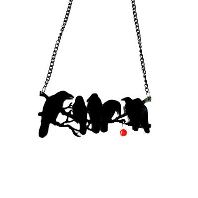 China Gothic Revival No MOQ Drop Shipping Supported Laser Cut Solid Color Single Layer Crow Shape Popular Style Acrylic Animal Pendant Necklace for sale