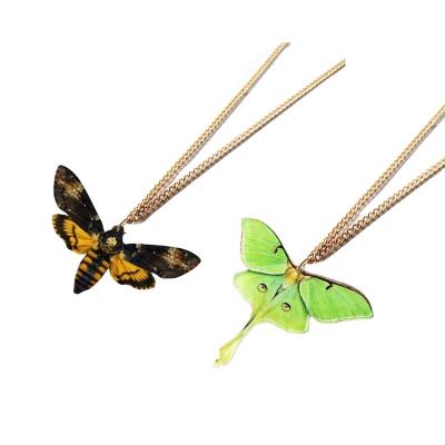 China Cute No MOQ Drop Shipping Nocturnal 14K Gold Coated Small Cool Insect Chain Theme Series Animals Acrylic Pendant Necklace for sale