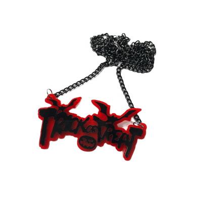 China Gothic Revival Factory No MOQ Drop Shipping New Arrivals Halloween Gifts Trick Or Treat Statement Acrylic Necklace for sale