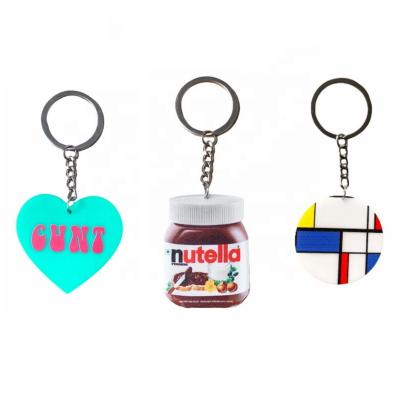 China Innovative Dailay UP Print All Kinds Of Pattern Custom Acrylic Made Fashionable Daily Use Stainless Key Chain for sale