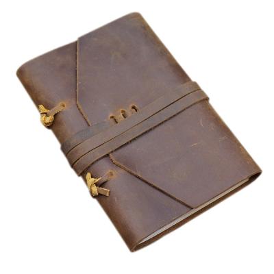 China Hardcover Traveler Every Day Carry Diary Custom Handmade Brown Genuine Leather Journal for sale