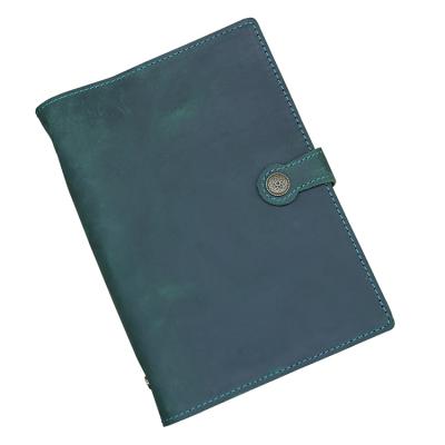 China Unique Refillable Genuine Leather Journal Blank Hardcover Book Wrapping Paper 6 Ring Binder Personalized Writing Notebooks With Pocket for sale