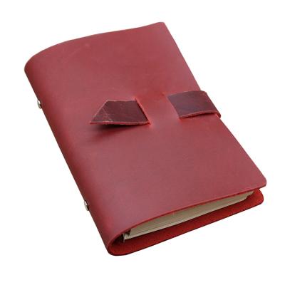 China Spiral Diary Handmade Vintage Genuine Leather Cover Writing Notebook 6 Ring Binder Travelers Journal for sale