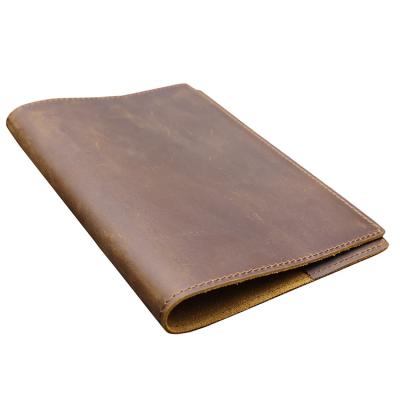 China Genuine Leather Product Factory A5 Final Note Training Notebook Real Genuine Leather Refillable Cover With Pocket for sale