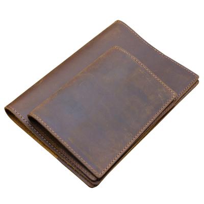 China Current Classic Leather Cover Stationery Gift Quilting A6 Notebook Genuine Leather Cover With Pen Holder for sale