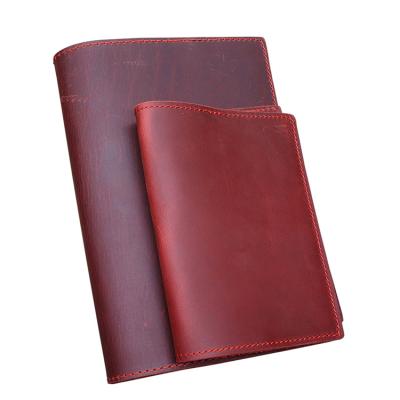 China Genuine Leather School Supplies Personalized Stationery Crazy Horse Leather A5 Journal Red Leather Cover In Stock for sale