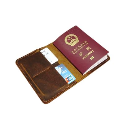 China Genuine Leather Vaccine Vintage EDC Card Holder Cover Travel Wallet Ticket Passport Holder for sale