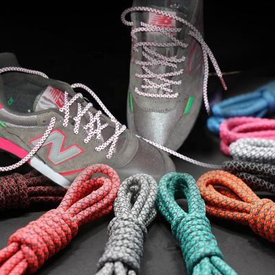 China High Quality 3m Reflective Olian Round Shoe Laces Running Sport Braided Polyester Laces Rope Yeezy Reflective Lace for sale