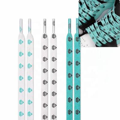 China Fit AJ1 Mint Green Diamond Flat Pattern Printed Shoe Laces AF1 Fashon Jordan Diamond Pattern Flat Shoe Laces for sale