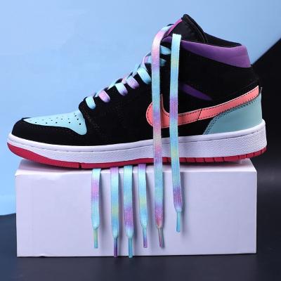 China Flat Color Halo Tie-Dye 1970s Flat Pink Gradient Trend Laces AF1 Pattern Type Yellow Blue Jordan Laces AF1 for sale