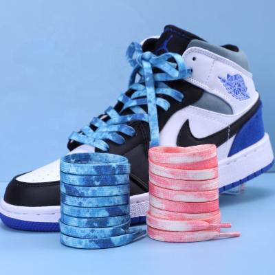 China Kids Adults Sublimation Flat Shoe Lace Quanye Same Type Lace Gradation Two Tones Flat Mix Colors AF1 AJ1 Tie Dye Laces for sale