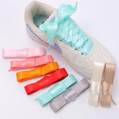 China Wholesale Price 2cm Flat Flat Wide Flat Silk Dance Ribbon Solid Color Satin Laces Laces String Sneakers Canvas Shoe Laces for sale