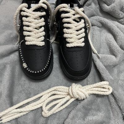 China Travis Scotts AJ1/AF1 Round Shoe Lace Strings Cotton Braid 0.6cm and 0.8cm SB Nikee Dip Low Cotton Jordan Laces Round String Laces for sale