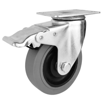 China 100/125/150 mm tpr rigid gray conductive swivel caster wheels electrically with conductive lock caster for sale