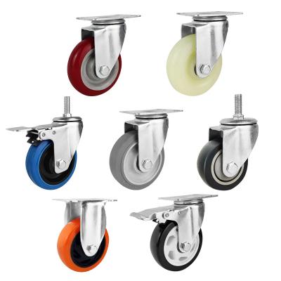 China OEM&ODM Factory Durable 3 4 Medium Duty Caster 5 Inch Fixed Swivel With Lock Caster PVC PU Wheels Nylon Casters For Warehouse Trolley for sale