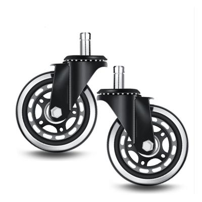 China ZHUOMIAO Factory Durable Furniture Chair Caster Wheel Swivel 3 Inch PU Roller Office Chair Caster Wheel Replacement for sale