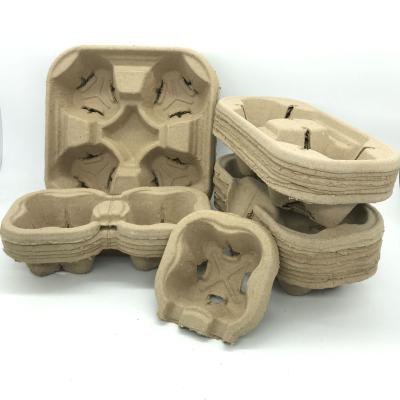 China Coffee Biodegradable Disposable Biodegradable Cup Holder Carry Tray For Single 2/4 Cup for sale