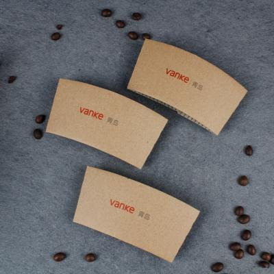 China Recycled Materials Gainyo Hot Sale Custom Printed Disposable Kraft Paper Cup Sleeves For Coffee for sale