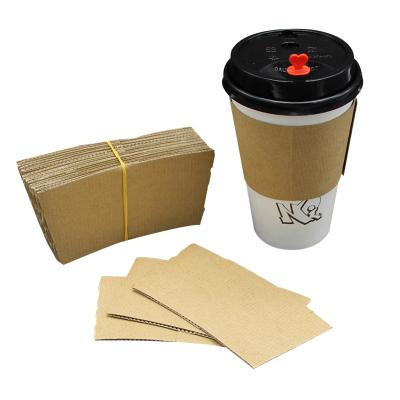 China Recycled Materials Logo High Quality Kraft Paper Cup Sleeve Custom Cardboard Corrugated Coffee Milk Tea Cup Sleeve for sale