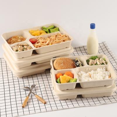 China Biodegradable Custom Design 1000ml Disposable Sugarcane Bagasse Lunch Box With Lid for sale