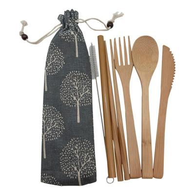 China Travel Disposable Zero Waste Cutlery Reusable Bamboo Cutlery Set Eco Friendly Wooden Utensils for sale