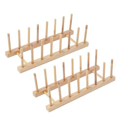 China Transitional Bamboo Wooden Collapsible Dish Buffet Organizer Pot Lid Holder Rack Dish Rack Drying Rack for sale