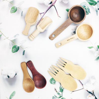 China Viable Party Taster Scoop Table Fruit Mini Bamboo Sporks Ice Cream Wooden Fork Spoon Biodegradable Spoon Fork for sale