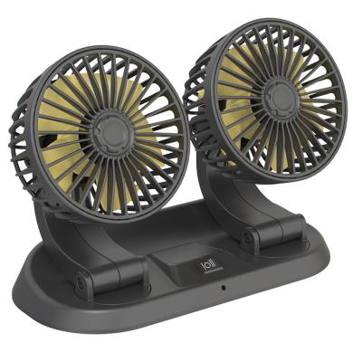 China Hot Selling USB Head Adjustable ABS Dual 360 Degree Rotating Car Fan for sale