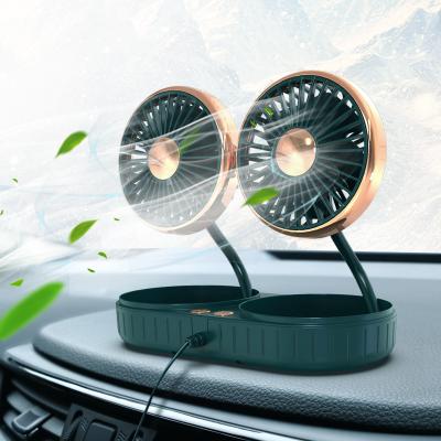 China PP+silicone universal portable head USB dual 360 degree rotating car home office air cooling fan for sale