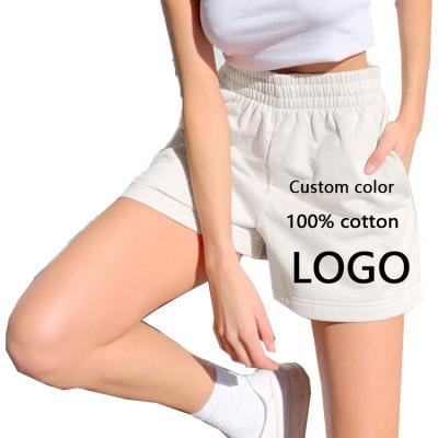 China Anti-wrinkle 2022 Summer Women Solid Color Shorts Fashion Pants 100% Cotton Casual Gym Shorts Loose For Women for sale