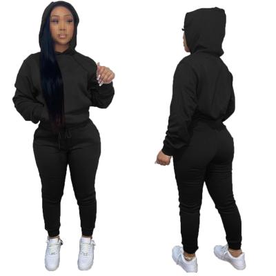 China Winter Women Breathable Custom Hoodie 2 Piece Sweatsuit Set Tracksuit Casual Sports Outfits Joggers Fleece Lined Pants Trousers Two Piece Set for sale