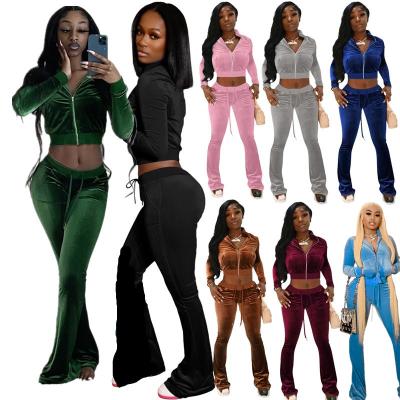 China 2022 Women Velvet Anti-pilling Tracksuit Sports Two Piece Set Rocket Pants Long Sleeve Jacket Jogger Sweatsuit for sale