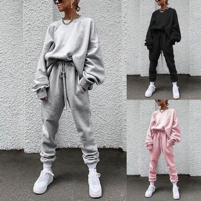 China Gently 2021 New Women's Casual Hoodie Long Sleeve Pullover Basic Hoodies And Jogger Set for sale