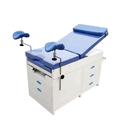 China Hospital Medical Clinic Bed Patient Examination Bed Gynecology Women Hospital Obstetric Furniture with Drawers and Stool for sale