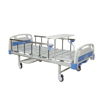 China RC-MB05 Hospital Bed Two Function Manual Hospital Bed For Sale With Adding Over Bed Table for sale