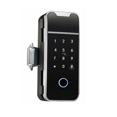 China Zinc Alloy Keyless Remote Control Biometric Fingerprint Digital Smart Glass Door Lock for Office for sale