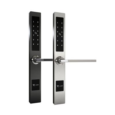 China 304SS Door Lock Sliding Slim Narrow Aluminum Glass Door Lock Fingerprint RFID Code Card Electric Smart Lock for sale