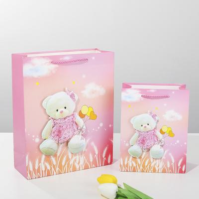 China Recycled Materials luxury shopping paper bag china wholesale shopping retail foil lined custom lunch for Cartoon dinosaur Easter bear for sale