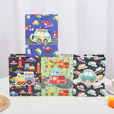 China Recycled Materials of new materials good price shopping a paper bag production bear automobile boy dinosaur 3D gift paper design bag shopping for sale