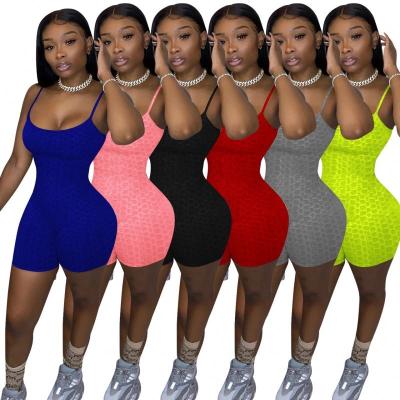 China Anti-pilling TR Waffle Plaid Sports Suspender Overalls Best Selling Solid Color Zweiteiliges Set Women One Piece Overalls And Rompers for sale