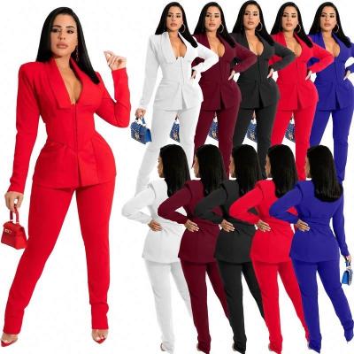 China Tairun Other Women's Clothing Fashion Air Suits Layer Business Casual Uniform Two Piece Set Belt for sale