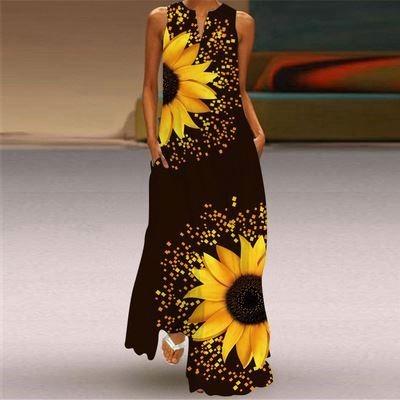 China Backless Strappy 3XL 4XL 5XL vestido de verano de Vestido de Tairun Print Long Maxi Dress Sleeveless Women Summer Black Sexy Breathable V-Neckline for sale